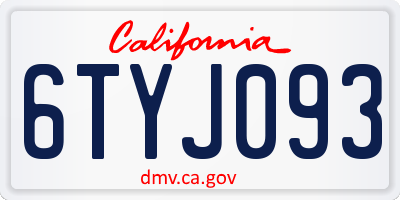 CA license plate 6TYJ093