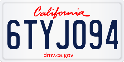 CA license plate 6TYJ094