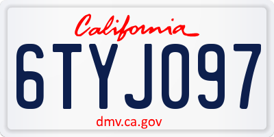CA license plate 6TYJ097