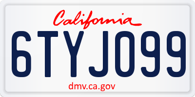 CA license plate 6TYJ099