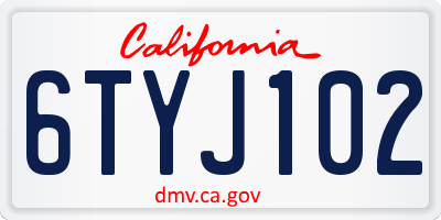 CA license plate 6TYJ102