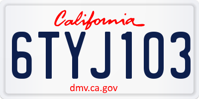 CA license plate 6TYJ103