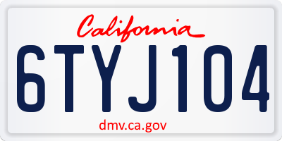 CA license plate 6TYJ104