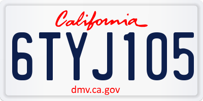 CA license plate 6TYJ105