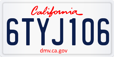 CA license plate 6TYJ106