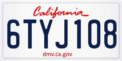 CA license plate 6TYJ108