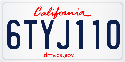 CA license plate 6TYJ110