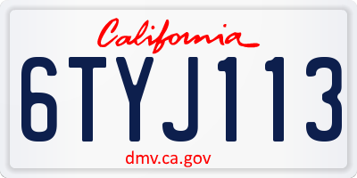 CA license plate 6TYJ113