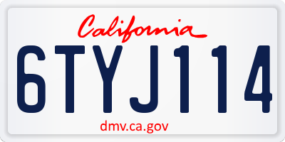 CA license plate 6TYJ114