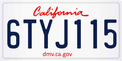 CA license plate 6TYJ115
