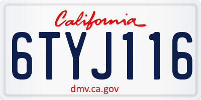 CA license plate 6TYJ116