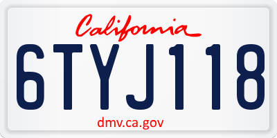 CA license plate 6TYJ118