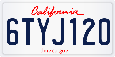CA license plate 6TYJ120