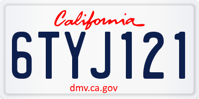 CA license plate 6TYJ121