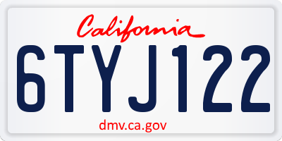 CA license plate 6TYJ122