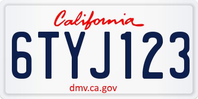 CA license plate 6TYJ123