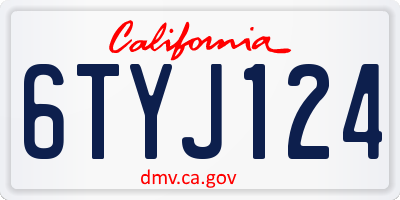 CA license plate 6TYJ124