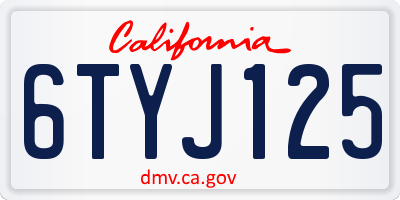 CA license plate 6TYJ125