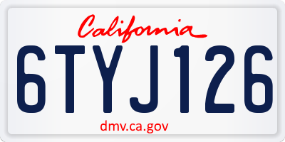 CA license plate 6TYJ126