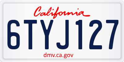 CA license plate 6TYJ127