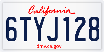 CA license plate 6TYJ128