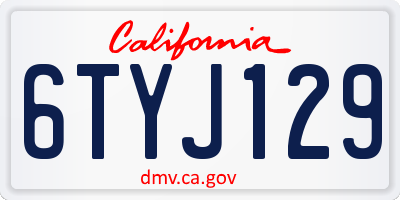 CA license plate 6TYJ129