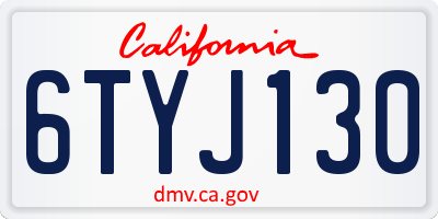 CA license plate 6TYJ130