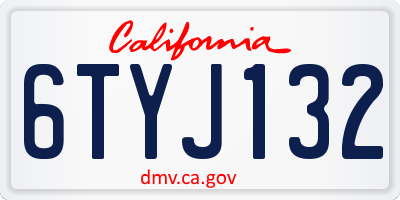 CA license plate 6TYJ132