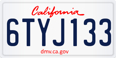 CA license plate 6TYJ133