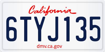 CA license plate 6TYJ135