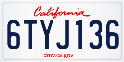 CA license plate 6TYJ136