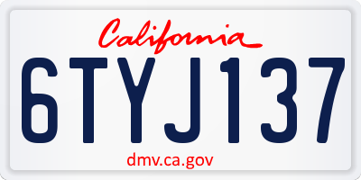 CA license plate 6TYJ137