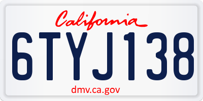 CA license plate 6TYJ138