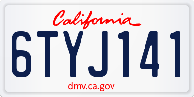 CA license plate 6TYJ141