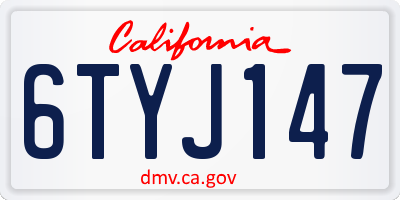 CA license plate 6TYJ147