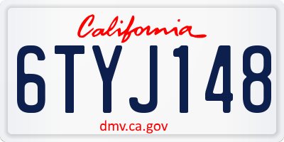 CA license plate 6TYJ148