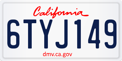CA license plate 6TYJ149