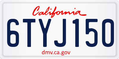CA license plate 6TYJ150