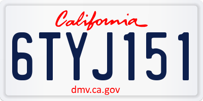 CA license plate 6TYJ151