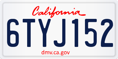 CA license plate 6TYJ152