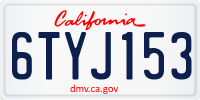 CA license plate 6TYJ153