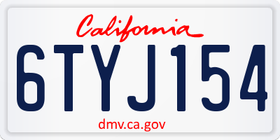 CA license plate 6TYJ154