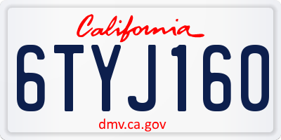 CA license plate 6TYJ160