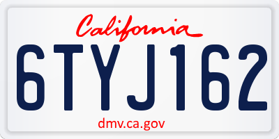 CA license plate 6TYJ162