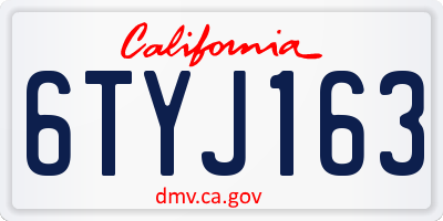 CA license plate 6TYJ163