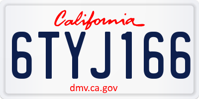 CA license plate 6TYJ166