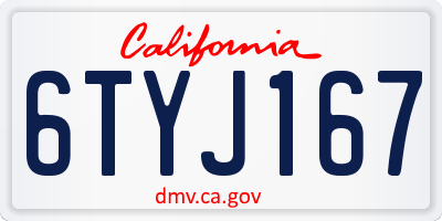 CA license plate 6TYJ167