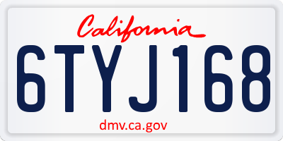 CA license plate 6TYJ168