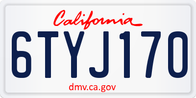 CA license plate 6TYJ170