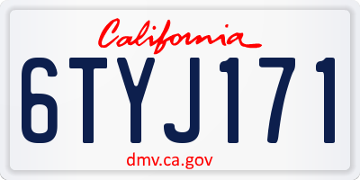 CA license plate 6TYJ171